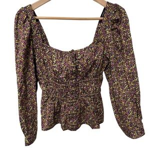 J. Crew Cinched Waist Top Liberty® Busy Izzy Print SZ 0 Cottagecore  NWOT